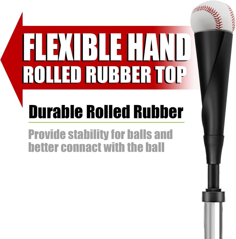 LOMGWAYS Baseball/Softball Batting Tee-(24"-46") Height Adjustable Premium Portable Baseball Tee with Removable Rubber Top and Heavy Duty Base for All Ages - Image 4